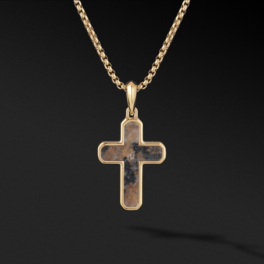 COPY - Tiger's Eye Gold Cross Necklace 925 Sterling Silver Titanium FREE FAST S…